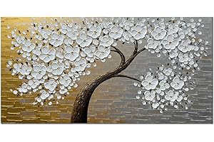 Alenoss Hand Painted 3D Floral Oil Paintings on Canvas 48x24 Inches Abstract Modern Canvas Wall Art Contemporary Artwork for Home Decorations Ready to Hang