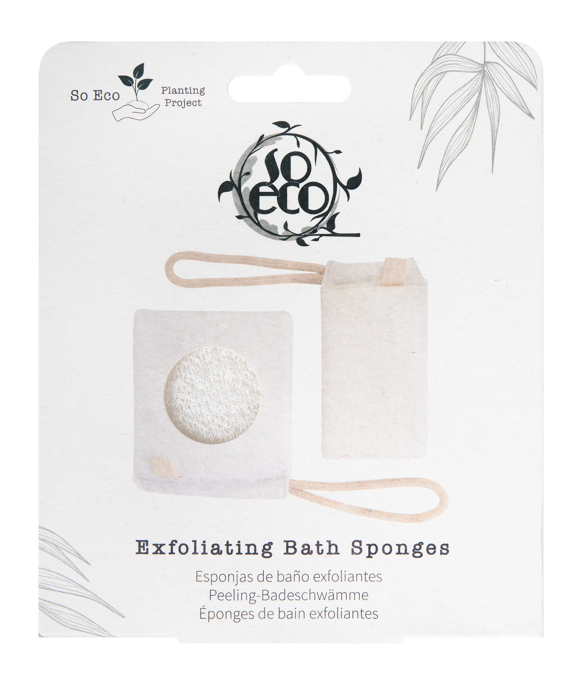 So Eco Exfoliating Bath Sponges - 2-Pack Vegan & Cruelty-Free Body Wash Sponges, Dual-Sided Exfoliating Bath & Shower Sponges for Smoother Skin