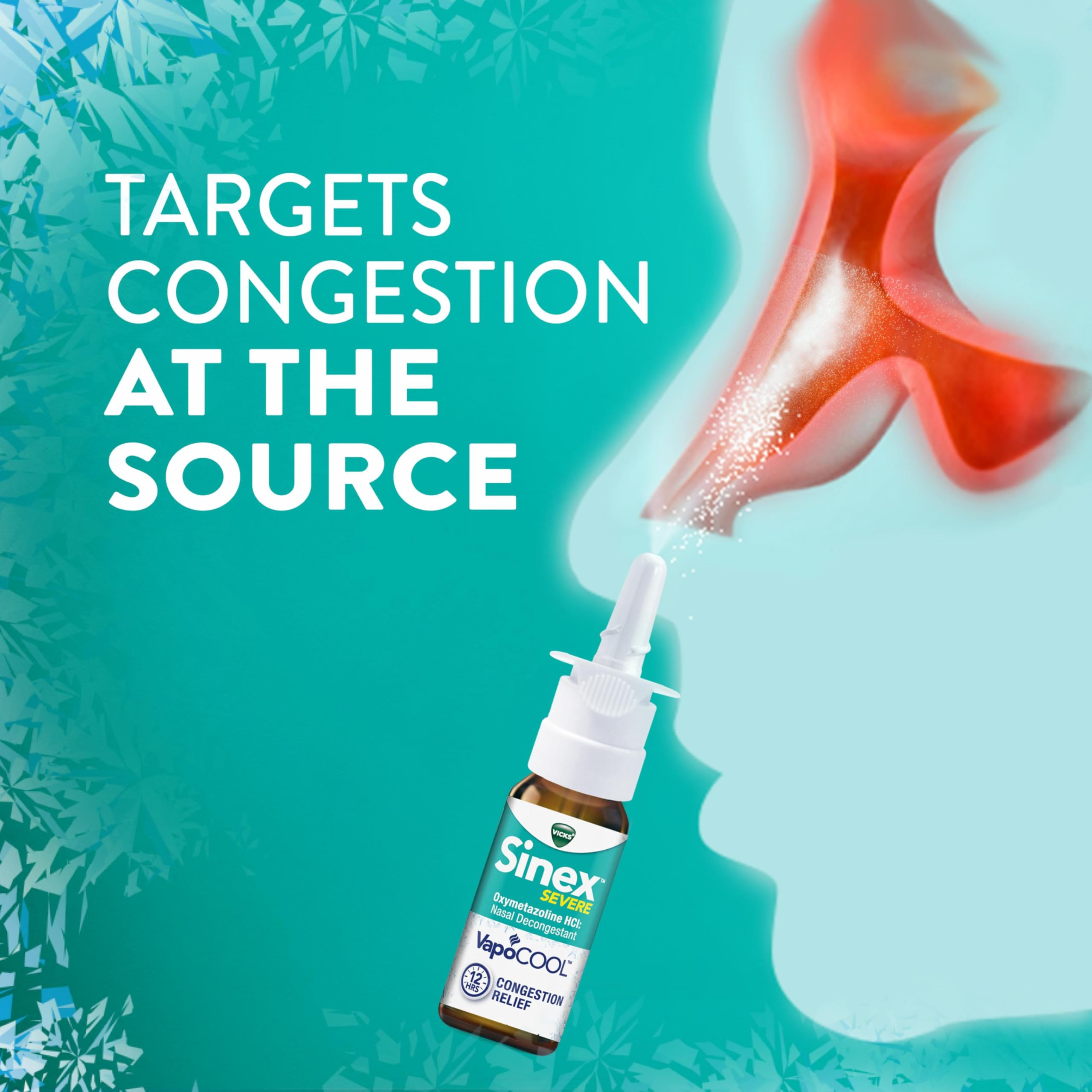 Vicks Sinex SEVERE Nasal Spray with VapoCOOL, Soothing Vicks Vapors, Decongestant Medicine, Relief from Stuffy Nose due to Cold or Allergy, & Nasal Congestion, Sinus Pressure Relief, 265 Sprays