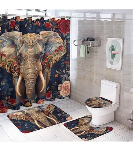Elephant Print Bathroom Curtains Sets Waterproof Polyter Shower Curtains Toile Elephant Print Bathroom Curtains Sets Waterproof Polyter Shower Curtains Toile