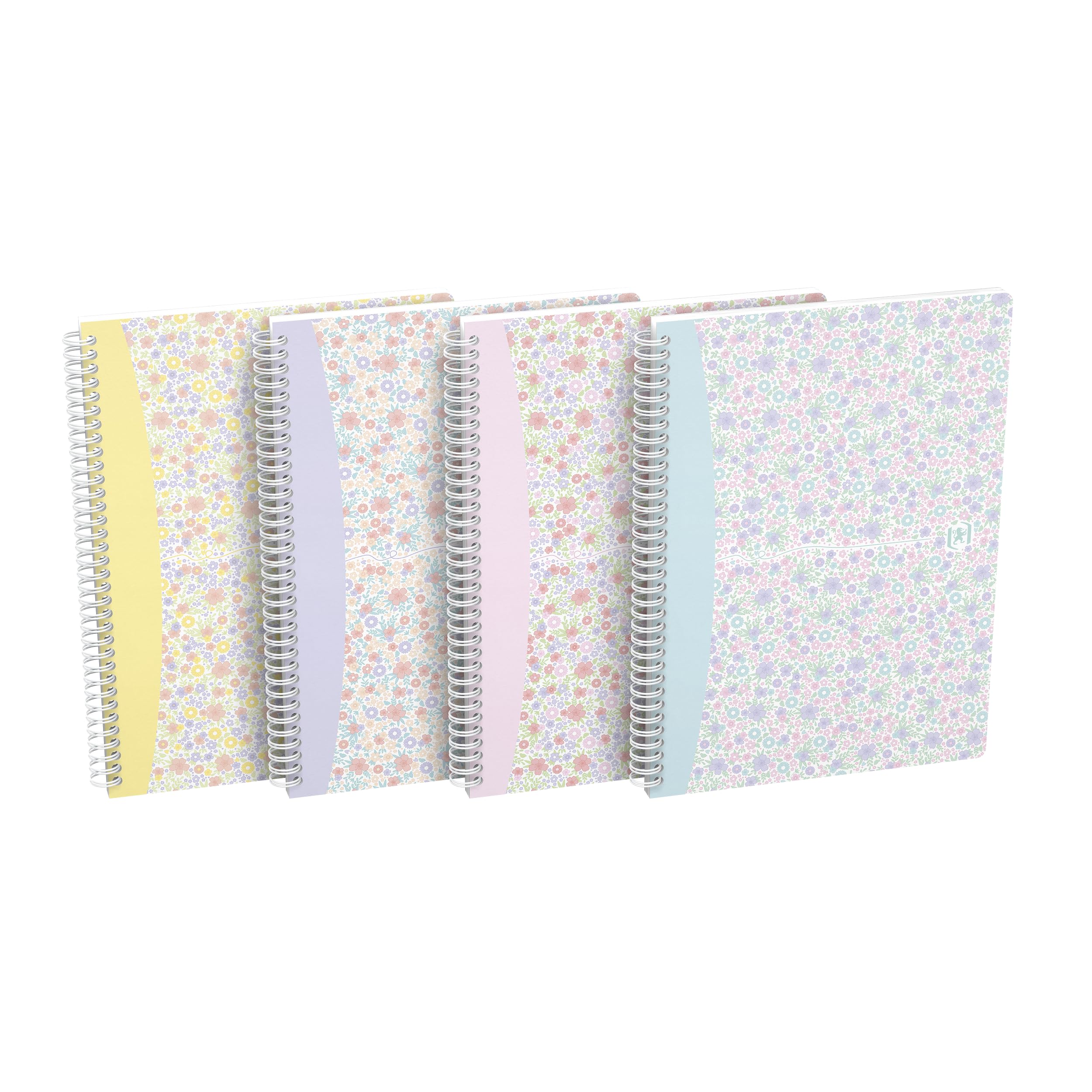 Oxford Spiral book B5, lined, 60 sheets, floral, 4 flower designs, 1 piece, assorted colors (green, red, purple, white)
