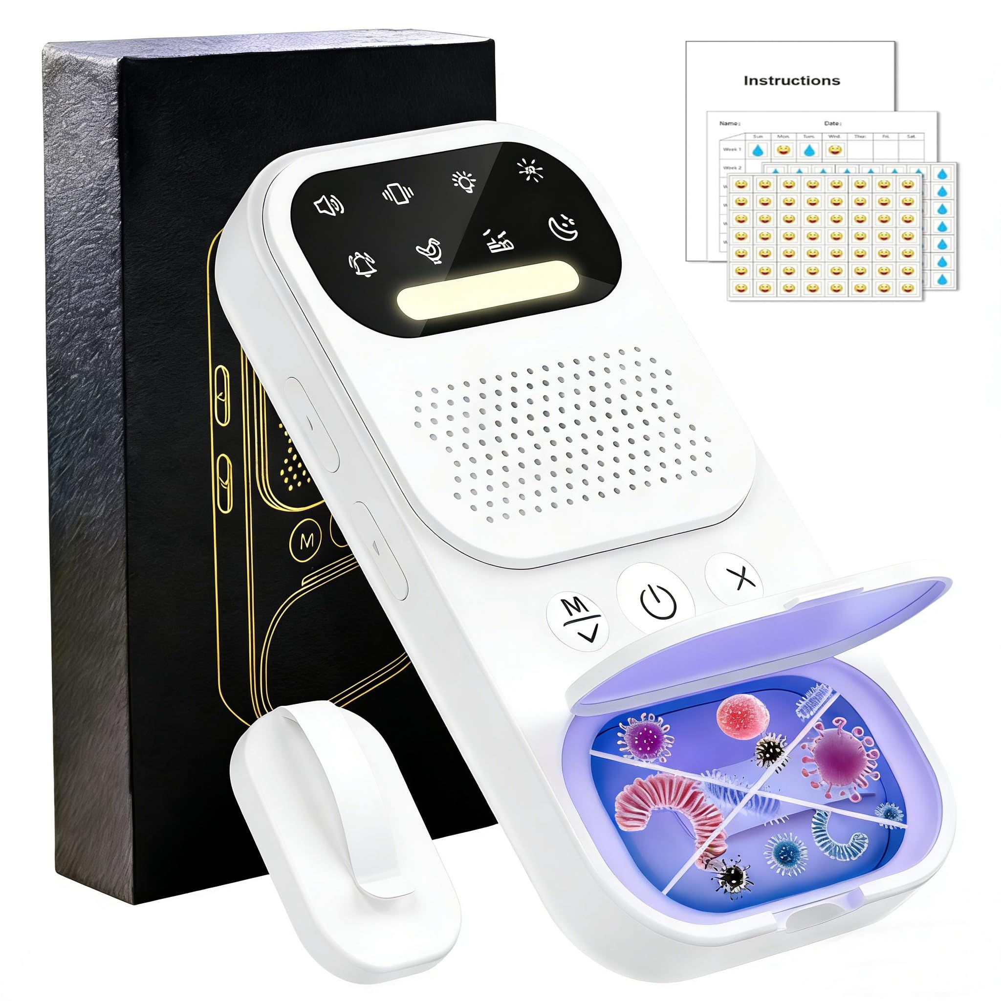 View 1 of 2026 New Wireless Bed wetting Alarm - Suitable for Boys, Girls, and Older Kids. with UV Mode, Night Light, Sound/Vibration, High Sensitivity Sensor.for Nighttime bedwetting Training.