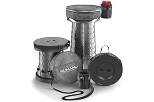 NUMANU Collapsible Stool & 3-in-1 Carry Bag - Upgraded Portable Folding Stool, Height Adjustable, Lightweight, Sturdy Retractable Telescoping Camping Stool Seat Chair or Travel Footrest - Max 400lbs