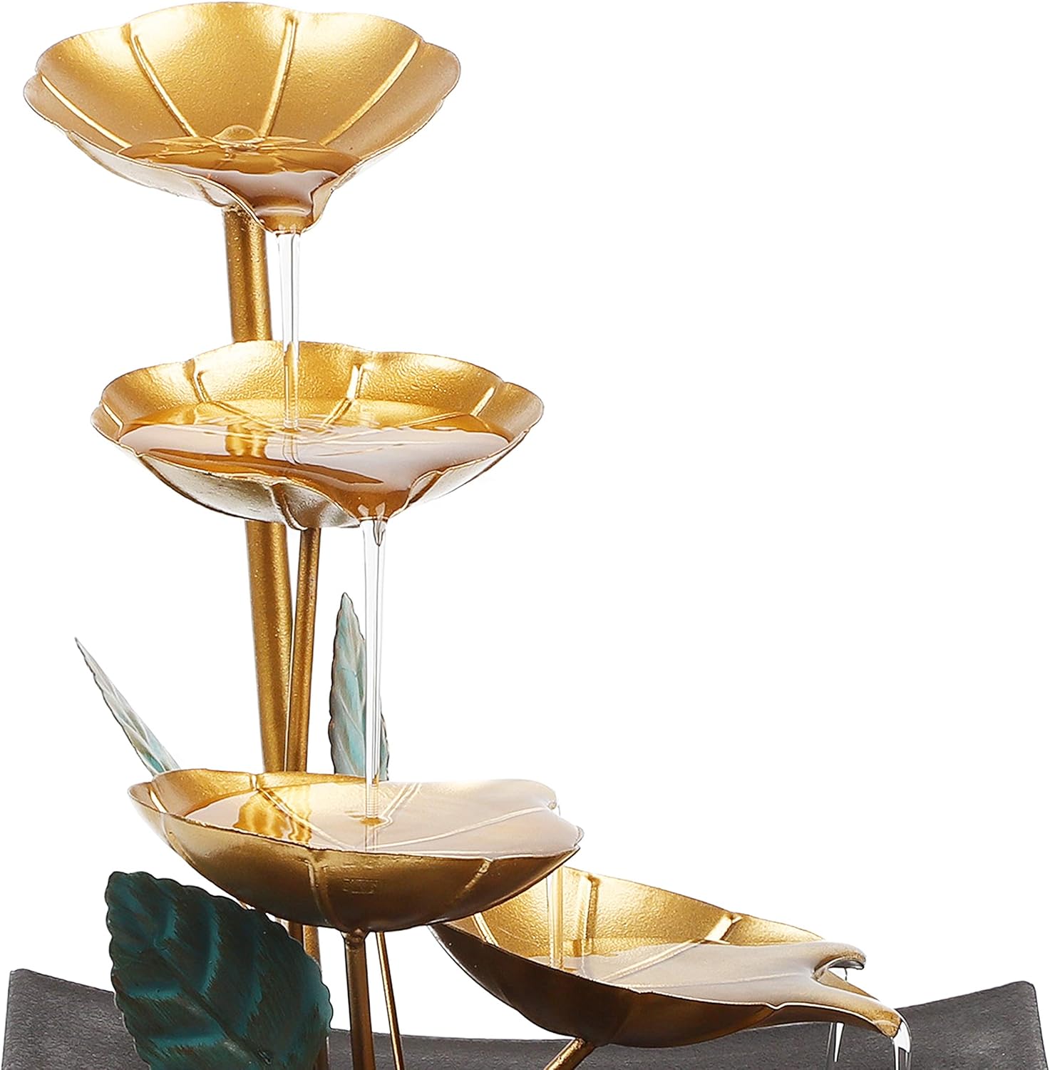 Ferrisland Lily Waterfall Fountain Indoor Tabletop Fountain Water Over Metal Flowers and Leaves, Electric Pump, Soothing Calming and Relaxing Water Sound for Home Décor: Home & Kitchen