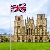 Bonnlo 25ft Upgraded Sectional Aluminum Flagpole UK 3x5 Flag Kit view 5