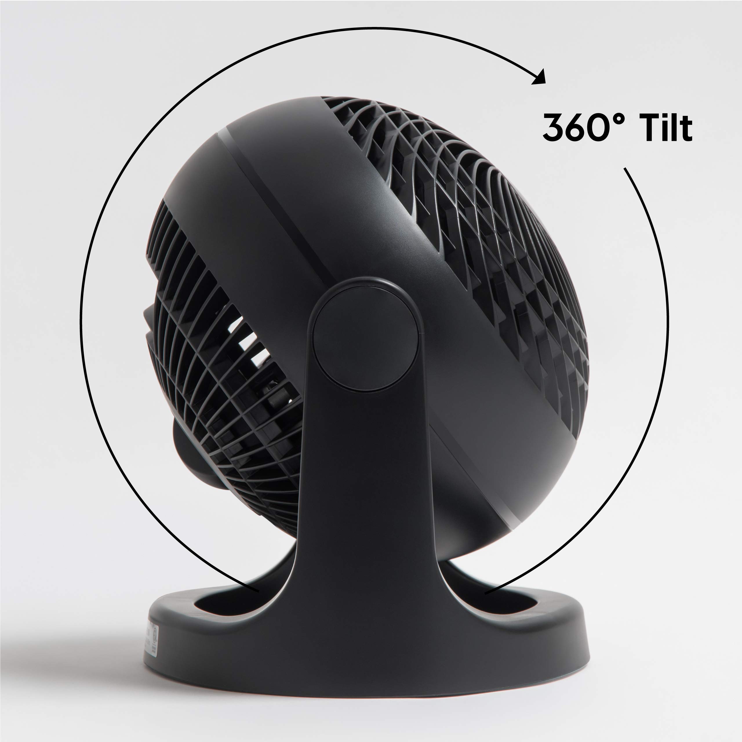 IRIS USA WOOZOO Desk Fan, Air Circulator, 3 Speeds, 52ft Max Air Distance, 360° Adjustable Tilt, 30 db Quiet Motor, Fan for Bedroom, Office, Dorm, Medium, Black