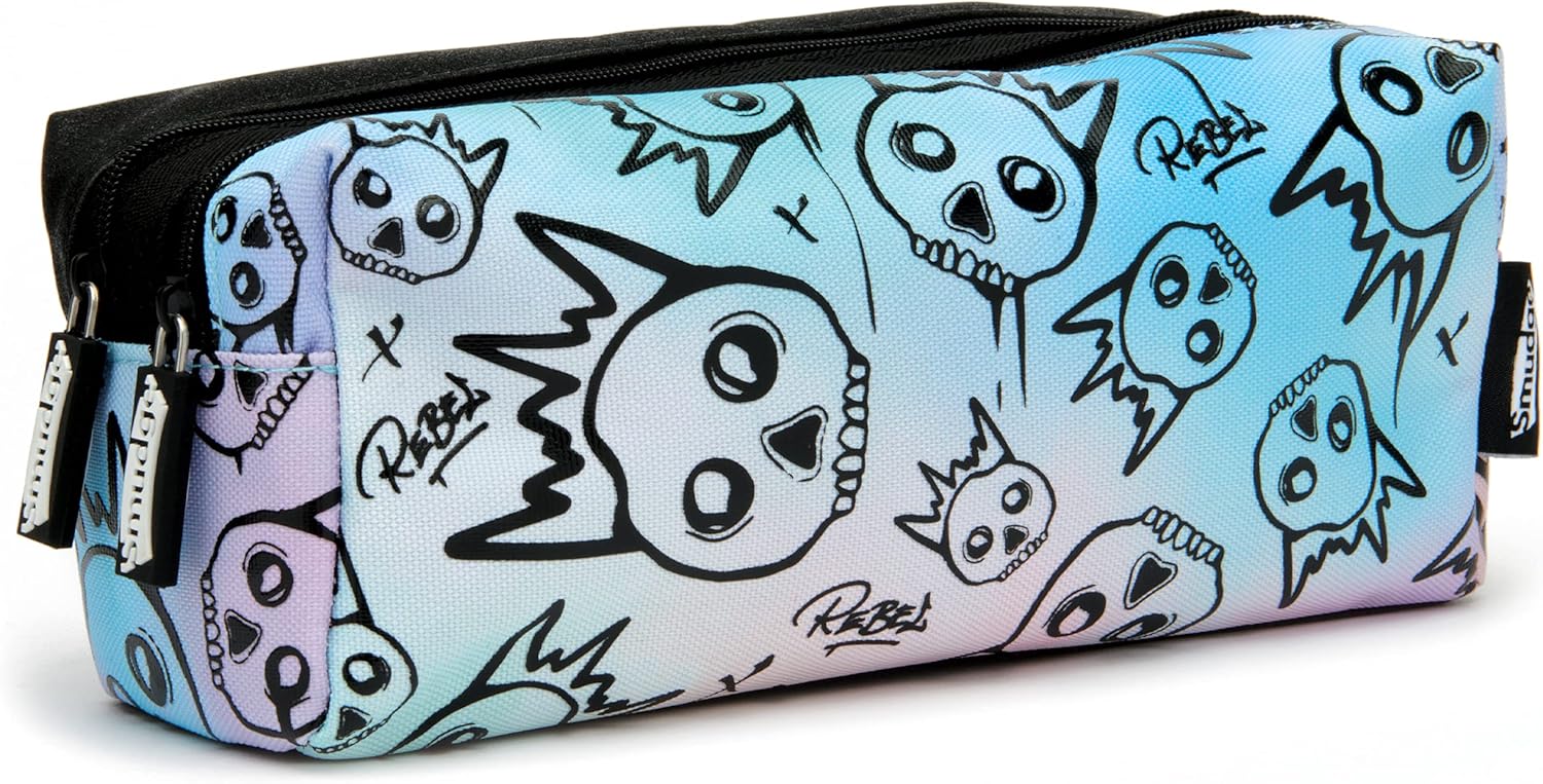 Smudge Stationery Multi-Coloured Pencil Case for Girls - Large Pencil Case with Two Zippered Pockets to Hold All Your School Stationery