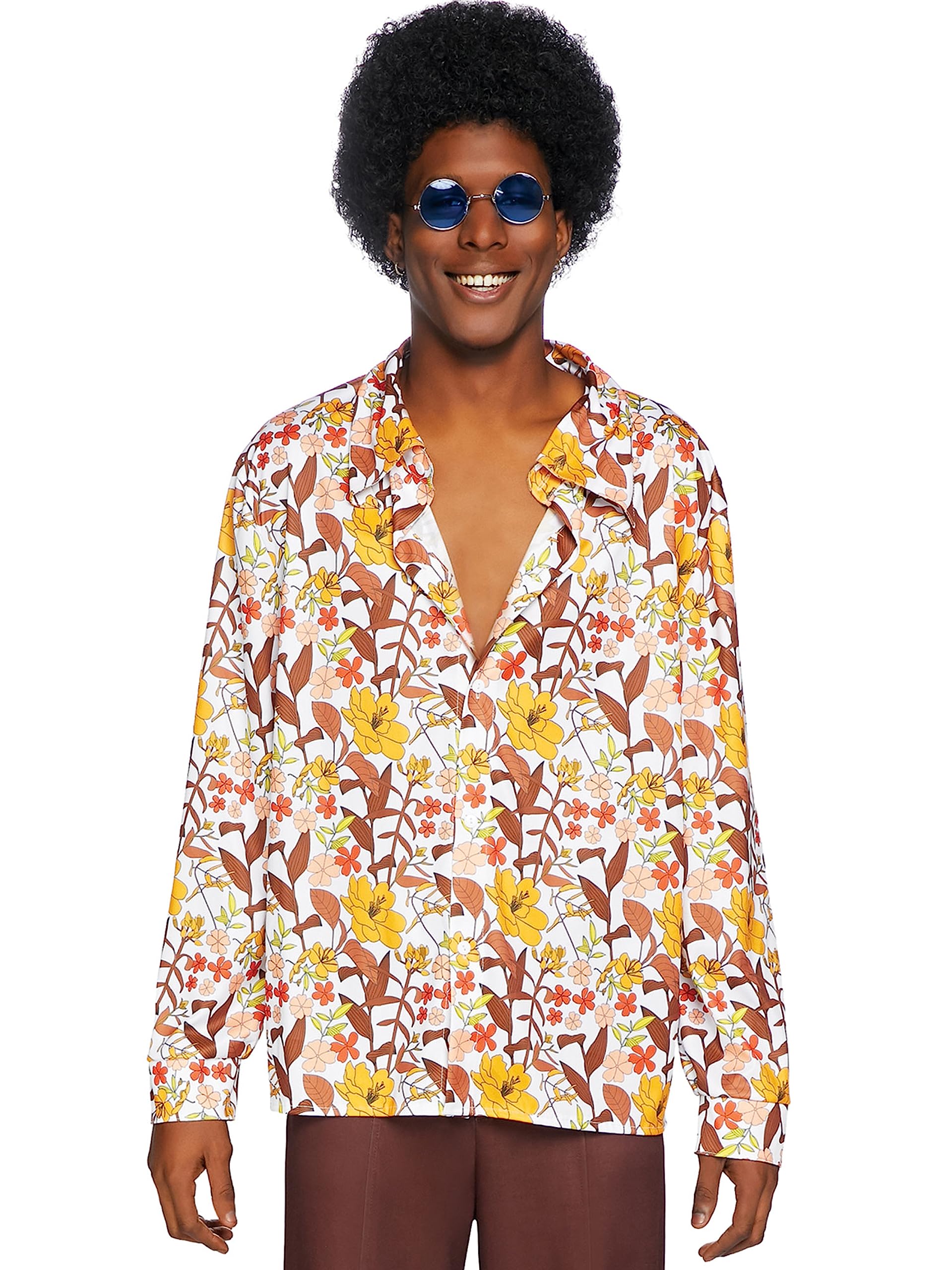 Leg Avenue Mens 70s Floral Shirt, X-Large, Multicolour, 0.3 kg