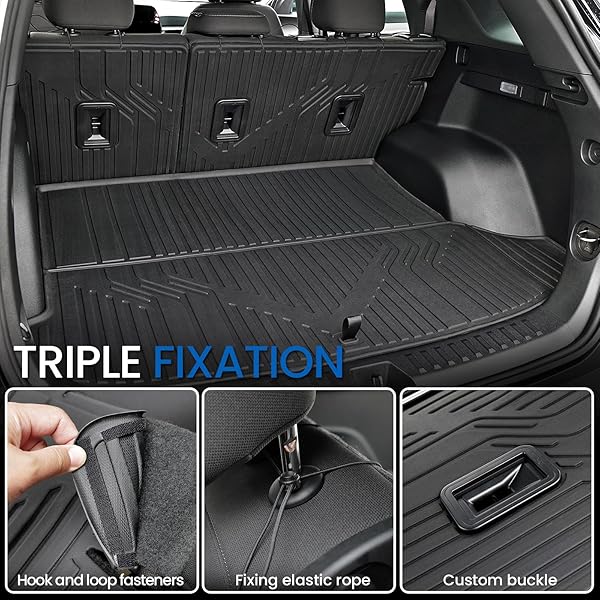 JOULARISE CARGO MAT WITH BACKREST MAT FOR 2025-2026 CHEVY EQUINOX(ONLY GAS)/GMC TERRAIN, ALL WEATHER TPE TRUNK CARGO MAT CAR ACCESSORIES FOR CHEVROLET EQUINOX LT RS ACTIV