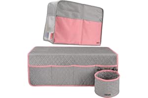 FINESUN 2in1 Sewing Machine Accessories, Includes Sewing Machine Dust Cover and Mat for Brother, Singer, Bernina and Most Machines (pink)