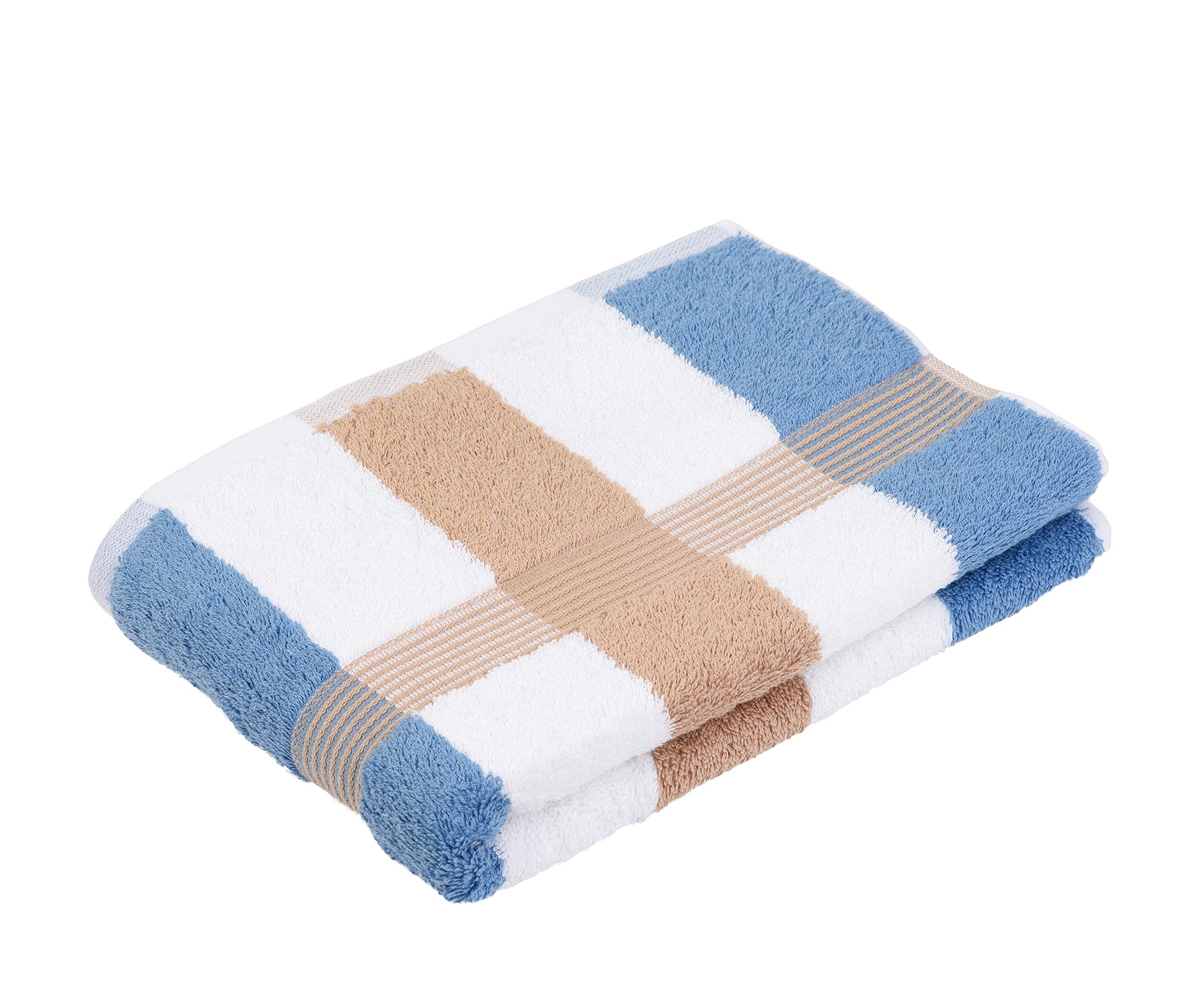 Gözze - New York Striped Bath Towel, Soft and Absorbent, 100% Cotton, 70 x 140 cm - Maroon/White/Fjord