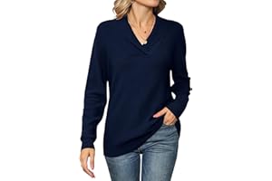 Ivicoer Women Long Sleeve V Neck Pullover Collar Knitted Sweaters