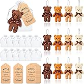 Zhanmai 20 Sets Mini Bear Stuffed Plush Bear Baby Shower Decorations, Tiny Bears Baby Shower Doll Favors Thank You Tag White Organza Bag for Guest Souvenirs Birthday Party(Cool Color)