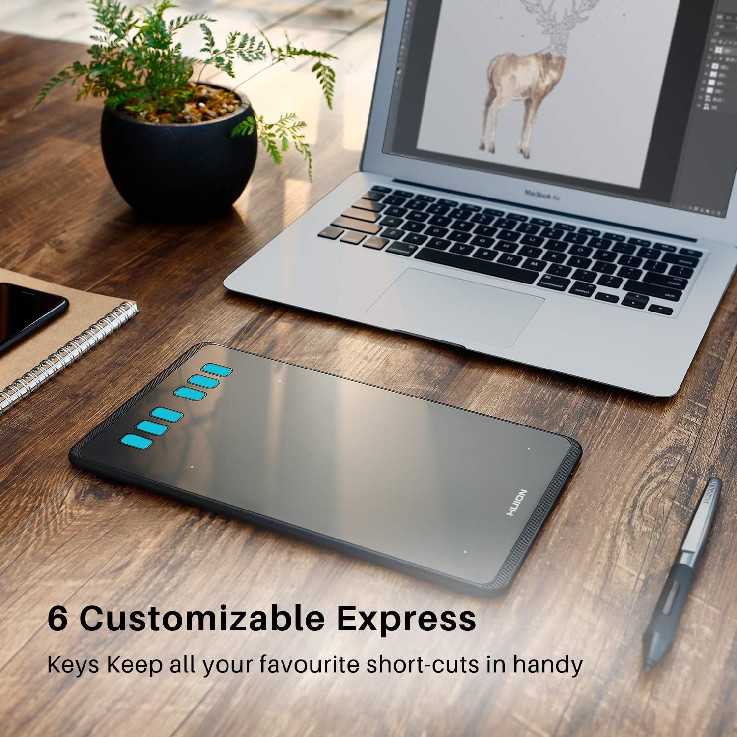 Huion Inspiroy H640P Graphics Drawing Tablet with Battery-Free Stylus and 8192 Pressure Sensitivity: Computers & Accessories