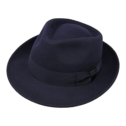 B&S Premium Doyle - Teardrop Fedora Hut - 100% Wollfilz - perfekt zum Reisen - was-serabweisend - Unisex