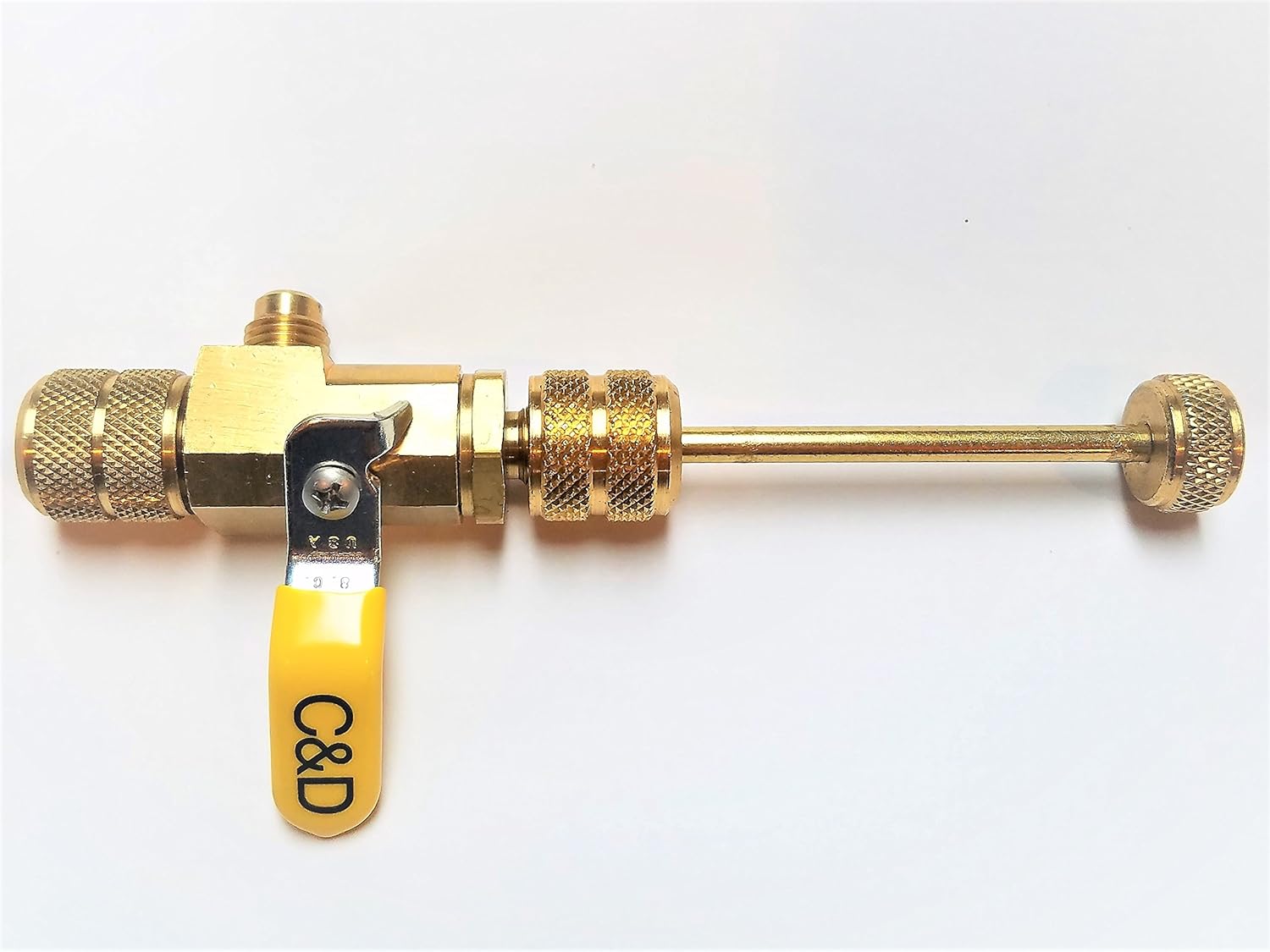 Schrader Core Removal Tool for 1/4 flare acess fitings, with 1/4 flare male access