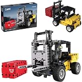 CADA Bricks Forklift Building Kit &ndash; 388 Pieces Construction Vehicle Model with Functional Steering &amp; Lift, Engineering Toy Set