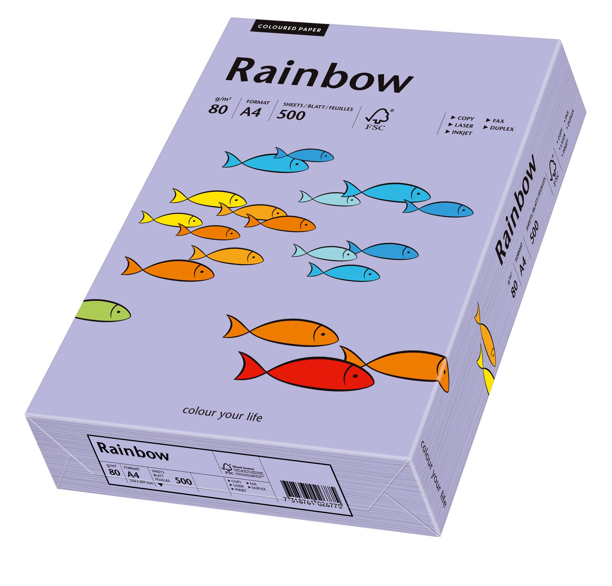 Schneidersöhne 88042563, Multi-Purpose Paper Rainbow, Coloured Paper, A4, 80 g/m2, 500 Sheets, Purple