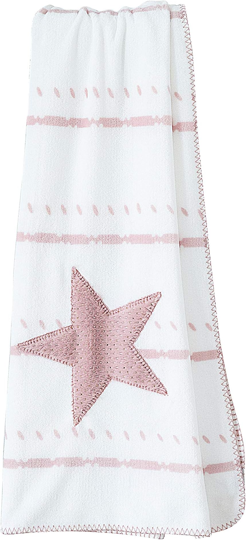ANVI HOME Lightweight Boho Soft Faux Fuzzy Plush Oversized Blanket 50 x 60 Millennial Pink, Star Stitched Applique, Best Accessories for Couch, Bedding, Décor, Christmas, New Year Gift for Teen Girl