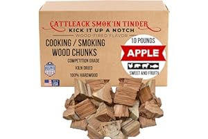 Cattleack Smok'in Tinder Wood Chunks for Smoking Meat, Elevate Your BBQ with Premium Grilling Chunks, Approx.10 lbs All-Natural Kiln-Dried Smoking Wood, Proudly from USA, Grill Like a Pro (Apple)