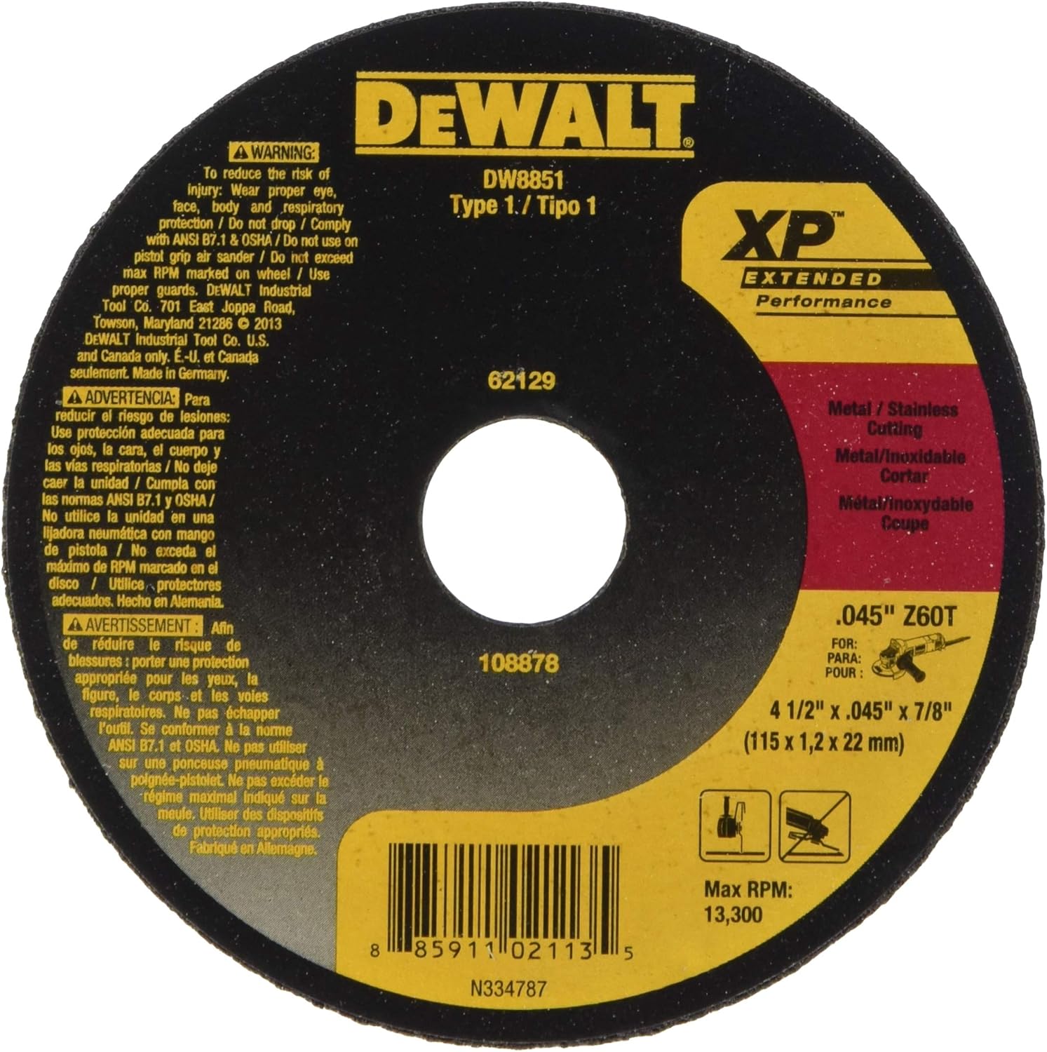 Dewalt Cutting Wheel 4 1 2 Inch 5 Pack Dw8851b5 Abrasive Cutoff Wheels Amazon Com