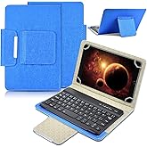 DETUOSI Universal 8.0 inch Android Tablet Case with Keyboard, Removable Wireless Bluetooth Keyboard + PU Leather Folio Book Cover + Stand, Travel Portable Sleeve for iOS/Android/Windows System Tablet