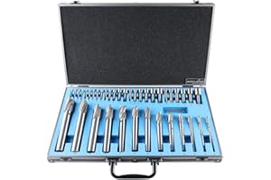 Accusize Industrial Tools 39 Pc H.S.S. Interchangeable Pilot Counterbore Set, Counterbores from 1/4'' up to 1'' by 16ths, 500