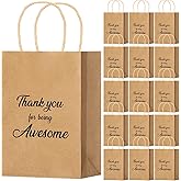 Qilery 18 Pcs Kraft Paper Gift Bags with Handles for Employee Coworker Colleague Volunteer Teacher Nurse, Thank You for Being Awesome Gift Bags, 5. 9 x 3. 1 x 8. 3 Inches