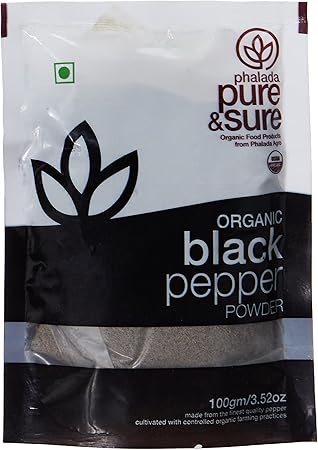 Pure & Sure Organic Powder, Black Pepper, 100g