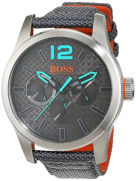 Hugo Boss Orange Paris Herren-Armbanduhr Quartz Analog mit blauem Textil Armband 1513379