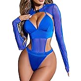 Avidlove Rave Outfits for Women Festival Sexy Lingerie Bodysuit Buckle Shrug Crop Top Set
