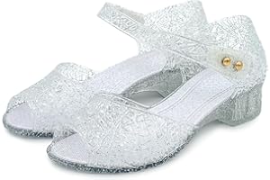 techcity Princess Girls Sandals Dress Up Dance Party Cosplay Jelly Shoes for Kids Toddler Mary Janes