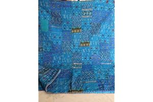 SOPHIA-ART Blanket Bedding Bedspread Bed Kantha Vintage Handmade Silk Patchwork Indian Art Cover India Sari Bohemian Spreads Washed Patola Spread Quilt