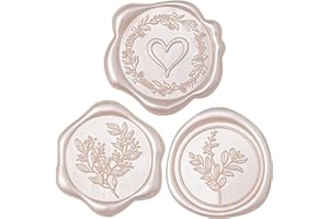 Uwilowe 60 Pcs Champagne & Pink Wax Seal Stickers Self-Adhesive Envelope Seals Stamp Stickers, Perfect for Wedding Invitations Seating Chart Christmas Gift Wrapping 3 Designs in 1 Pack