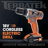 Terratek 18V Cordless Drill Driver 13Pc Electric Screwdriver Set Lithium-Ion view 8
