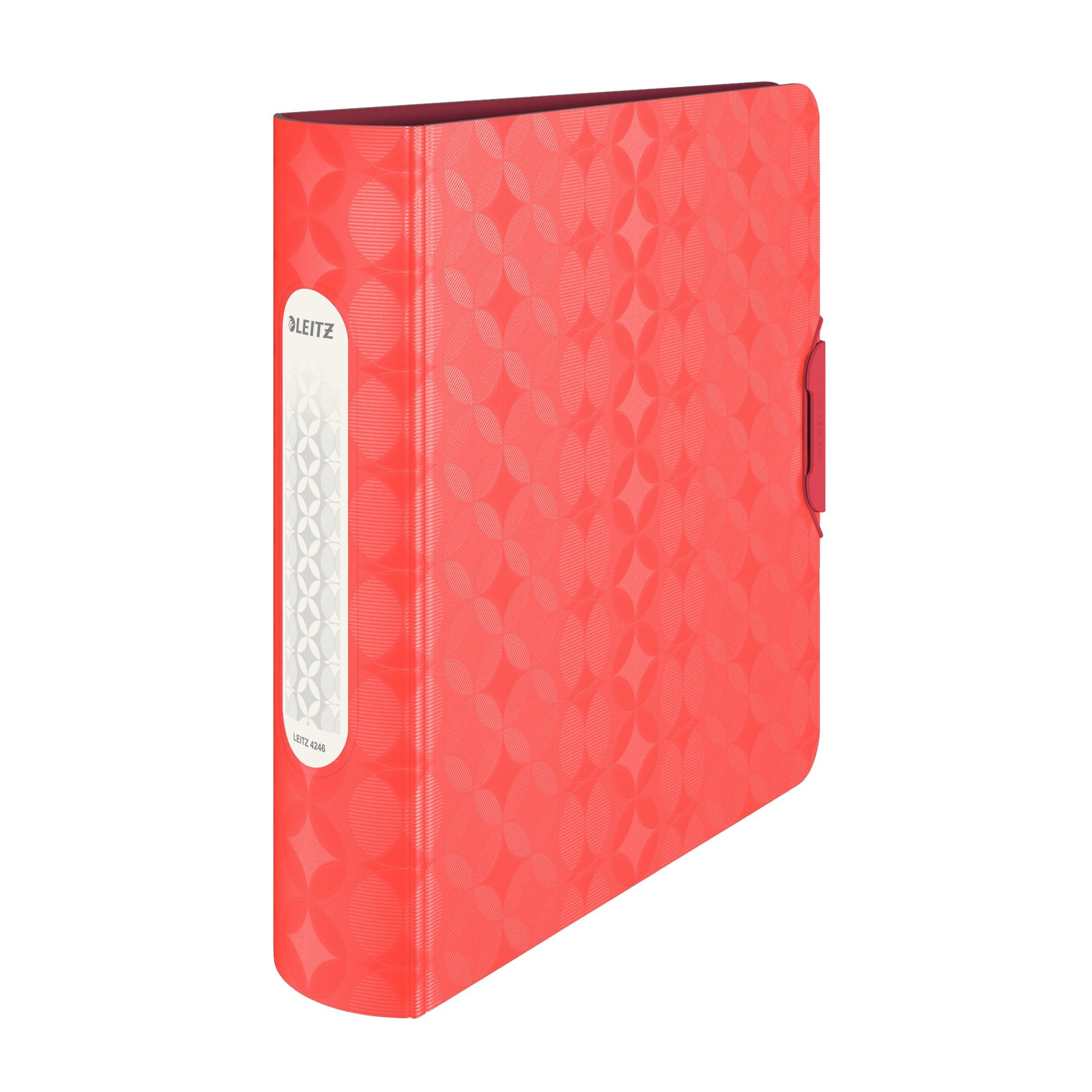 Leitz, 4 Ring Binder, Holds up to 280 Sheets, Retro Chic Range, 52 mm Spine, 42560020 - A4, Neon Red