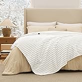 Bedsure Electric Blanket Full Size - Thick Striped Flannel Heated Blanket with 6 Heat Settings, 10 Time Settings, 8-Hour Timer Auto Shut Off, Gift for Grandma (72x84 inches, White)
