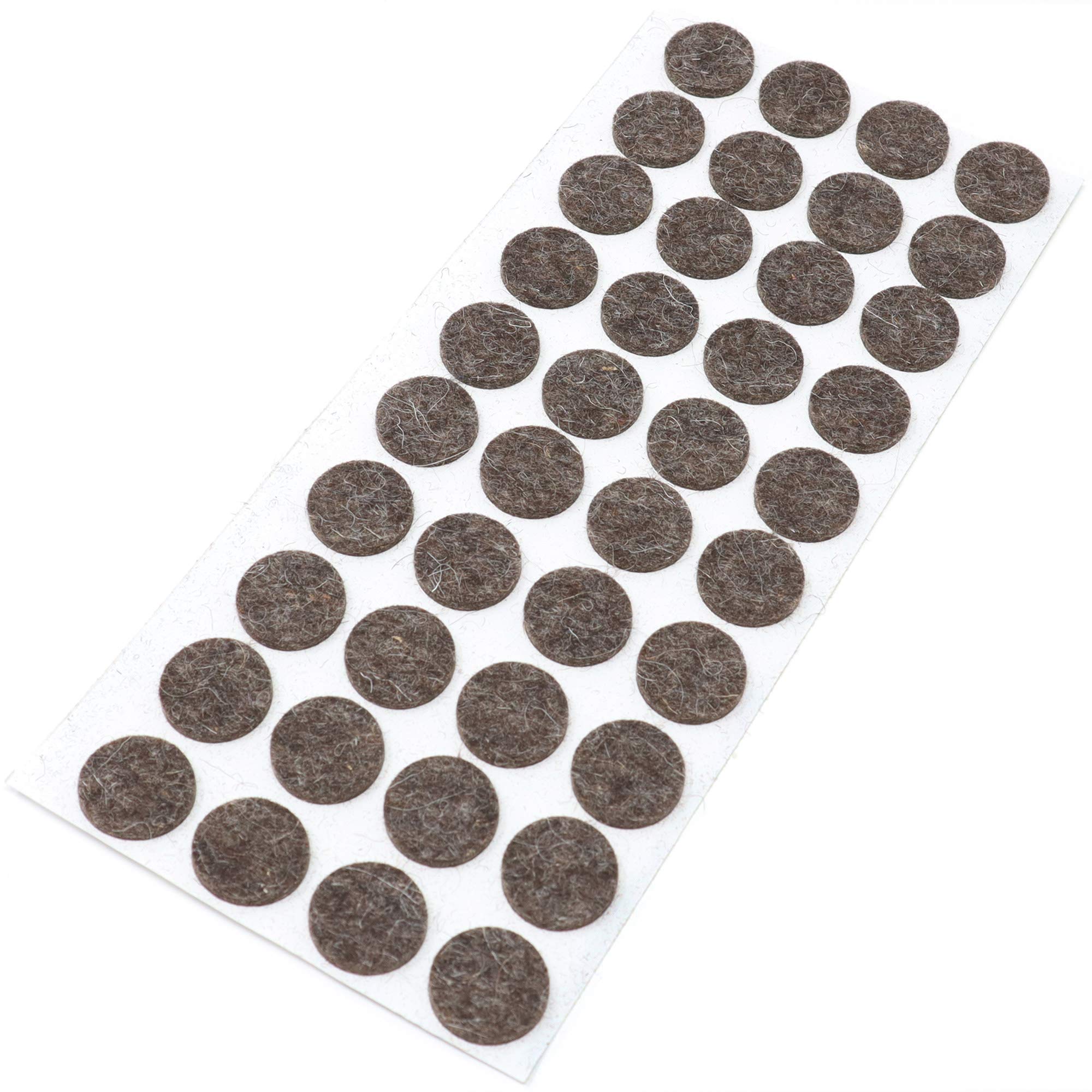 Adsamm® / 40 x self-adhesive wool felt pads / brown / Ø 18 mm / round / 3 mm thick extra soft natural stick-on felt furniture glides / furniture protective pads