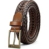 CHAOREN Leather Braided Belts for Men - 1 1/8" Mens Casual Woven Leather Belt for Dress Pant