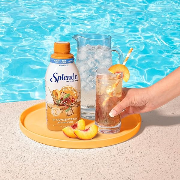 SPLENDA PREMIUM WHITE PEACH TEA 1:1 CONCENTRATE, ZERO SUGAR, GLUTEN FREE, REAL BREWED TEA, 32 FL OZ