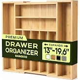 ROYAL CRAFT WOOD Luxury Bamboo Kitchen Drawer Organizer for Kitchen Organization - Silverware Organizer, Utensil Holder & Cut