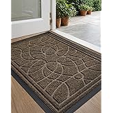 DEXI Front Door Mat Outside Entrance, Heavy Duty Non Slip Low Profile Doormat for Entryway, Trap Dirt and Moisture Welcome Mats, Easy Clean, Patio, Garage, 3x2, Brown