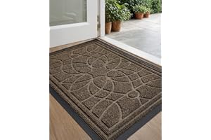 DEXI Front Door Mat Outside Entrance, Heavy Duty Non Slip Low Profile Doormat for Entryway, Trap Dirt and Moisture Welcome Mats, Easy Clean, Patio, Garage, 3x2, Brown