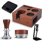 KNODOS 51mm Espresso Kit with Digital Scale &ndash; Rosewood Barista Set Includes 30LB Tamper, Distribution Tool, Smart Coffee Scale, WDT Tool &amp; Rosewood Tamping Station for DeLonghi &amp; Casabrews