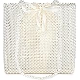 Grandxii Pearl Purse Tote Bag Shouder Bag For Women Wedding Party Shiny Beaded Bag Travel Bag With Pearl
