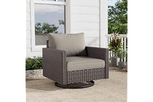 HUMMUH Outdoor Swivel Chairs,PE Wicker Patio Furniture Rocker Glider Chairs for Porch Balcony Deck Garden