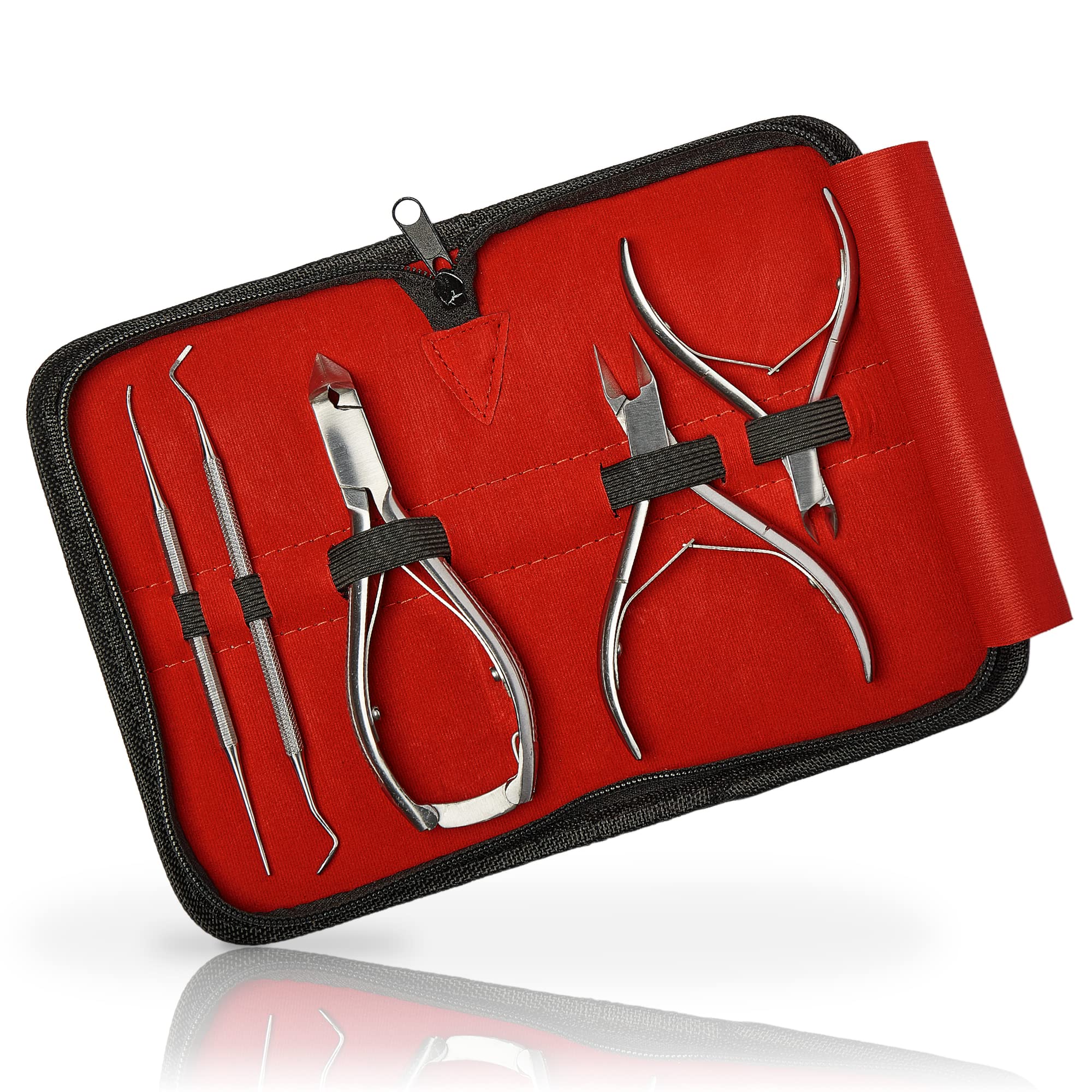 5 Pedicure Set | Podiatry Instruments Stainless Steel | with Nail Nippers Corners Lift Corner File Nail Scissors Nagelkopfschneider