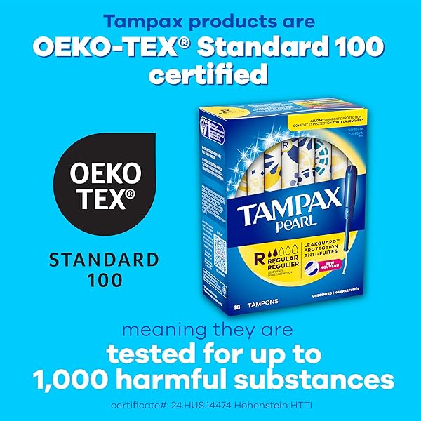 TAMPAX PEARL TAMPONS, WITH LEAKGUARD BRAID, REGULAR ABSORBENCY, UNSCENTED, 36 COUNT