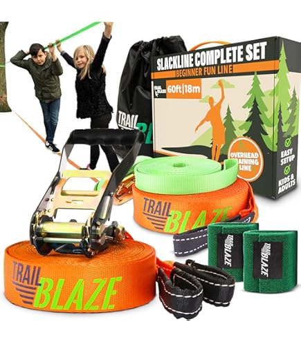 Amazon.com: ZenMonkey Slackline Kit with Overhead Training Line