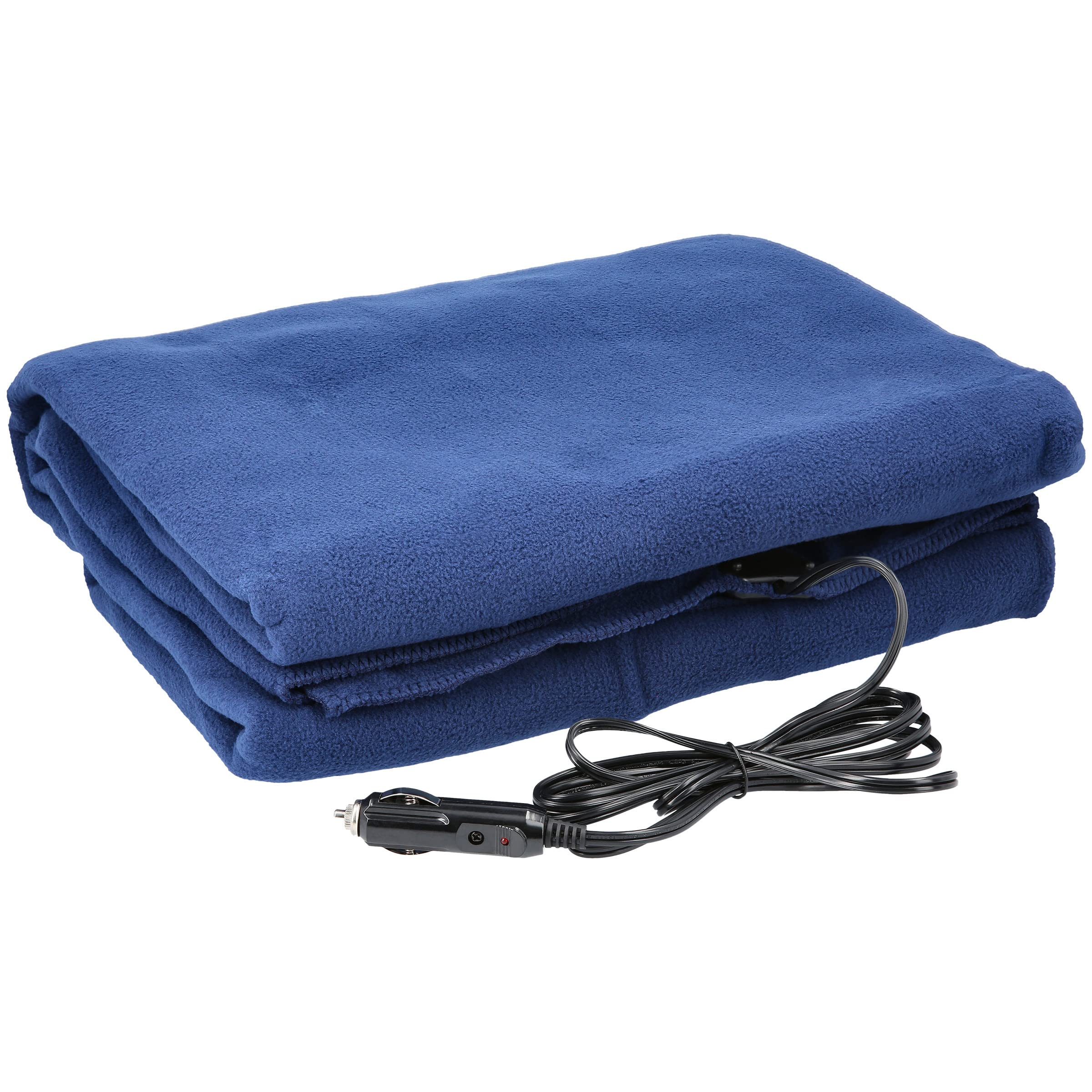 Photo 1 of Heated Blanket - 12-Volt Electric Blanket for Car, Truck, SUV, or RV - Portable Winter Car Accessories for Camping or Travel by Stalwart (Navy)